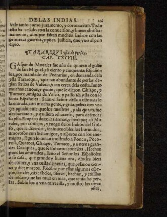 Tararequi ysla de perlas. Cap. CXCVIII