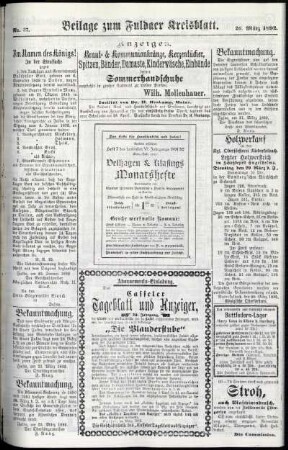 Zweite Ausgabe vom Samstag, den 26. März 1892.