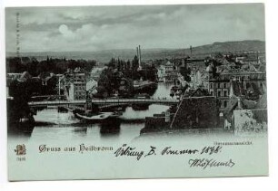"Gesammtansicht, Gruss aus Heilbronn" - Neckarbrücke und Hefenweiler