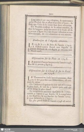 Observations sur la Pluie en 1748
