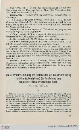 42: Die Generalversammlung des Kunstvereins der Diözese Rottenburg in Schwäb. Gmünd und die Ausstellung von neuzeitlicher Gmünder christlicher Kunst