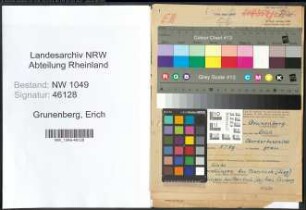 Entnazifizierung Erich Grunenberg , geb. 25.03.1894 (Lehrer)