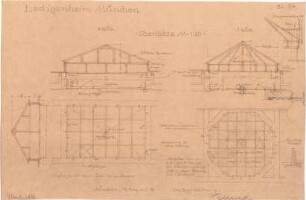 Fischer, Theodor; München - Westend, Bergmannstr.; Ledigenheim - Oberlichte (Grundrisse, Schnitte)