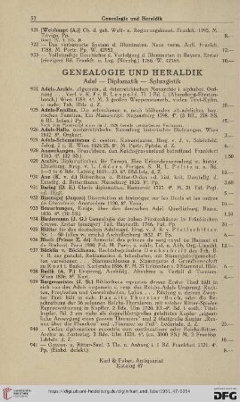 Genealogie und Heraldik (Nr.924-1092)