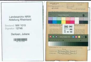 Entnazifizierung Juliane Derksen , geb. 06.02.1895 (Telefonistin)