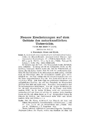 Neuere Erscheinungen auf dem Gebiete des naturkundlichen Unterrichts : (Schluß aus Heft 7)