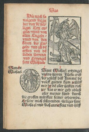 Hie nach so volgend die gebet von den heiligen Ertz engeln/ unnd von allen Engeln ...
