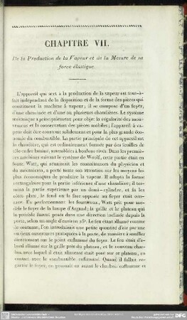 Chapitre VII. De la Production de la Vapeur et de la Mesure de sa force élastique