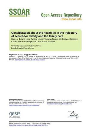Consideration about the health tie in the trajectory of search for elderly and the family care