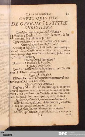 Caput Quintum. De Officiis Justitiæ Christianæ.