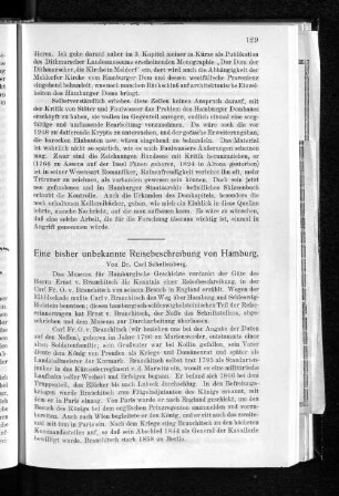 Eine bisher unbekannte Reisebeschreibung von Hamburg.
