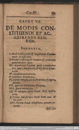 Caput VII. De Modis Constituendi Et Acquirendi Feudum