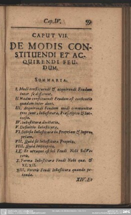 Caput VII. De Modis Constituendi Et Acquirendi Feudum