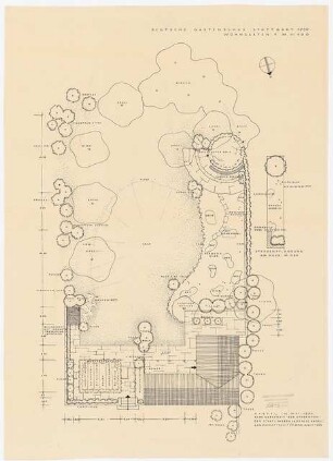 Deutsche Gartenschau 1950 auf dem Killesberg, Stuttgart Wohngarten: Pflanzplan 1:100