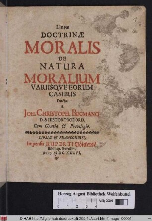 Lineae Doctrinae Moralis De Natura Moralium Variisque Eorum Casibus