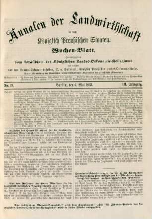 No. 19. Berlin, den 6. Mai 1863. III. Jahrgang.