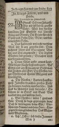 In Kriegs-Zeiten / und um Friede.