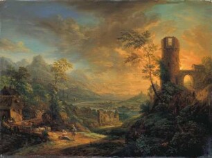 Ideale Rheinlandschaft bei Sonnenuntergang