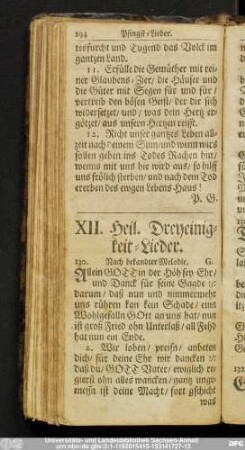 XII. Heil. Dreyeinigkeit-Lieder.