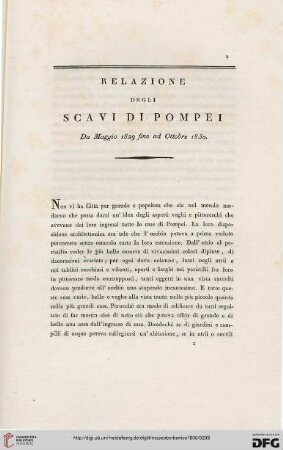 6: Relazione degli scavi di Pompei da Maggio 1829 fino ad Ottobre 1830