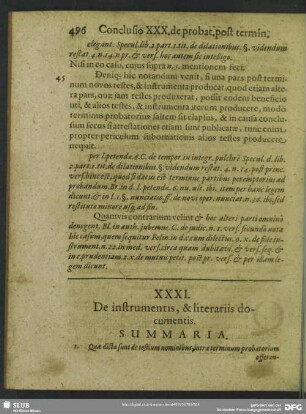 XXXI. De instrumentis, & litterariis documentis