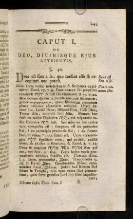 145-263, Caput I. De Deo, Divinisque Ejus Attributis.