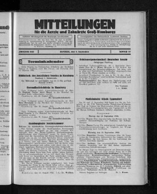 Jahrgang 1932, Hamburg, den 11. September, Nummer 37