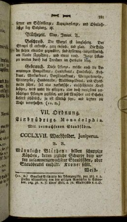 VII. Ordnung. Einbrüderige. Monodelphia. Mit verwachsenen Staubfäden