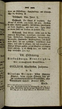 VII. Ordnung. Einbrüderige. Monodelphia. Mit verwachsenen Staubfäden