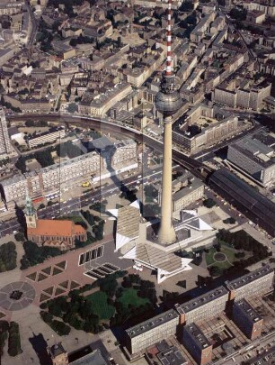 Berliner Fernsehturm in Berlin-Mitte : Blickrichtung Norden
