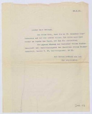 Schreiben an Hendrik Petrus Berlage (Brief)