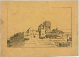 Billing, Hermann; Karlsruhe; Turmberg-Gaststätte, Erweiterung - Perspektive