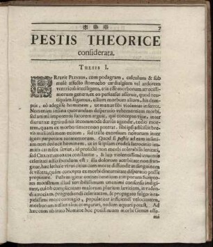 Pestis Theorice considerata.