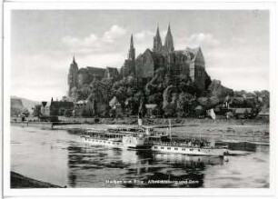 Meißen. Albrechtsburg u. Dom - Elbe m. Dampfer Meißen