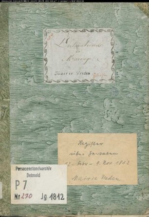Zivilstandsregister von Vreden (H 1812 Februar-November, Band 1). (Gemeinde: Vreden, Kreis Ahaus)