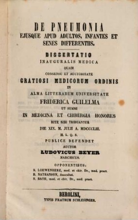 De pneumonia ejusque apud adultos, infantes et senes differentiis : Diss. inaug. med.