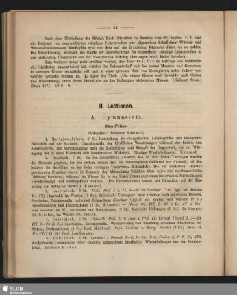 II. Lectionen