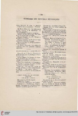 Sommaire des recueils périodiques