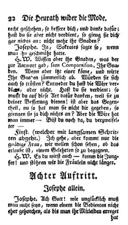 Achter Auftritt. Josephe allein