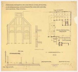 Warenhaus Wertheim, Leipziger Straße, Berlin 2. Bauabschnitt, Erweiterungsbau Leipziger Straße: Fensterdurchbruch 2.OG zum Hof: Grundriss, Schnitt, 1:50, 1:200
