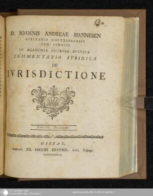 Commentatio Ivridica De Ivrisdictione