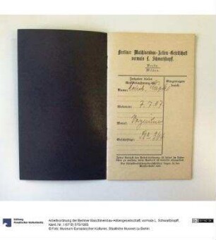 Arbeitsordnung der Berliner Maschinenbau-Aktiengesellschaft, vormals L. Schwartzkopff.
