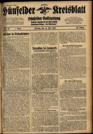 Erste Ausgabe vom Freitag, den 18. Mai 1934.