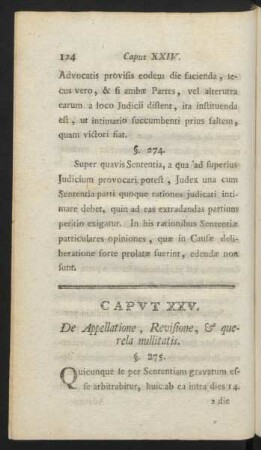 Caput XXV. De Appellatione, Revisione, & querela nullitatis