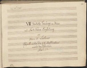 Lieder, V, pf, WagL op.33, WagL op.36, WagL uL 11, Excerpts - BSB Mus.ms. 6383#Beibd.1 : 8 Deutsche Gesänge von Heine mit Forte-Piano Begleitung
