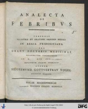 Analecta De Febribvs