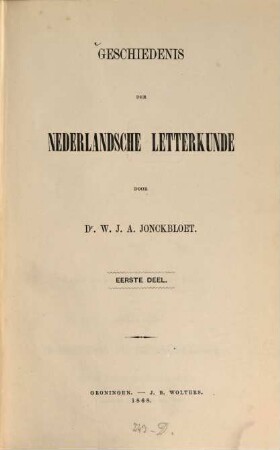 Geschiedenis der nederlandsche letterkunde. 1
