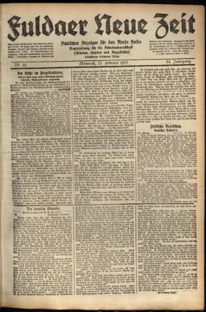 Ausgabe vom Mittwoch, den 22. Februar 1922.