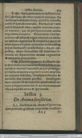 Sectio 3. De Anima Sensitiva