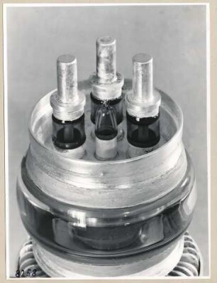 Sende-Triode HF 2958, Sockel von unten.; Foto, 1953